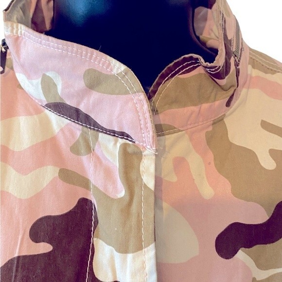 Cream, camel & pink camo jacket, pink camouflage lightweight coat by Love Tree L - Picture 6 of 15